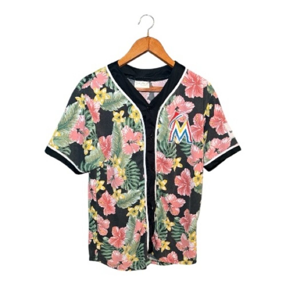 Miami Marlins Dominican DR Baseball Hawaiian Jersey Large or Y-XL